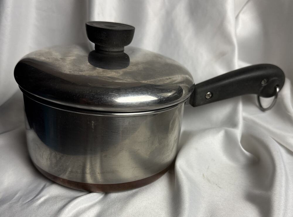 Revere Ware 1801 1.5 Qt. Sauce Pan Pot Copper Clad Double Ring -Pre 1968 & Lid